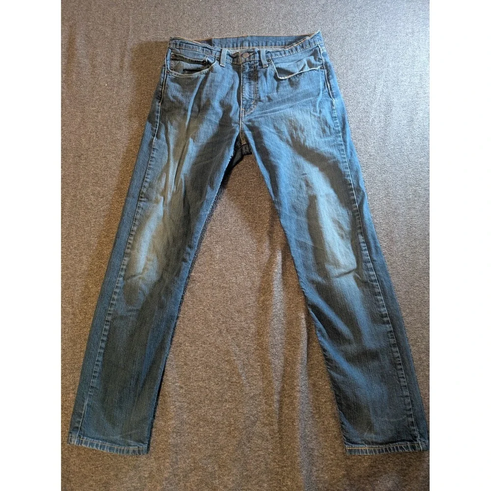 Levis 502 Jeans Mens 34x32 Medium Blue Denim Regular Taper Comfort Stretch
